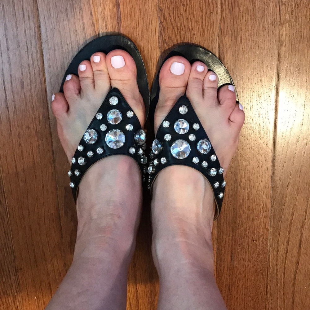 Ann Taylor  Crystal Embellished Thong Sandals